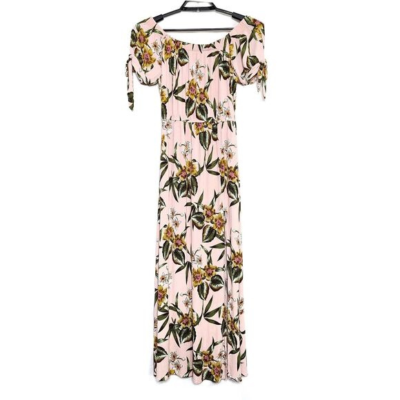 Band of Gypsies Floral Pink Off the Shoulder Dress Size Medium Tropical - Picture 1 of 8